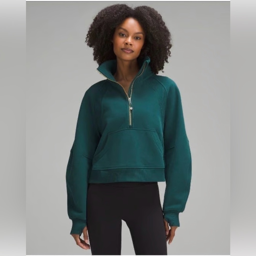 Lululemon Scuba Oversized Funnel-Neck Half Zip Storm Teal w/Gold Zipper, xs/s,